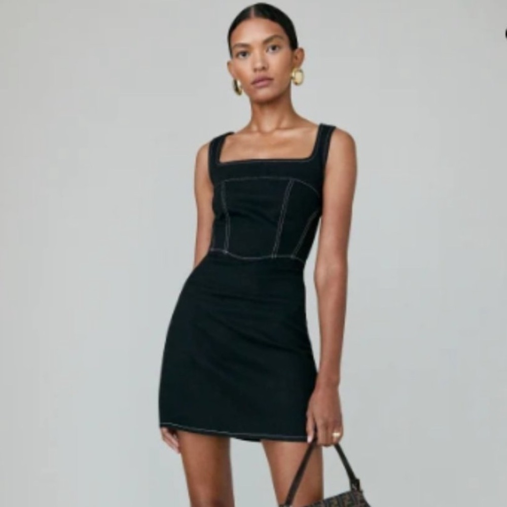SOLD! NWT Reformation Davies bustier denim mini dress. Size 0